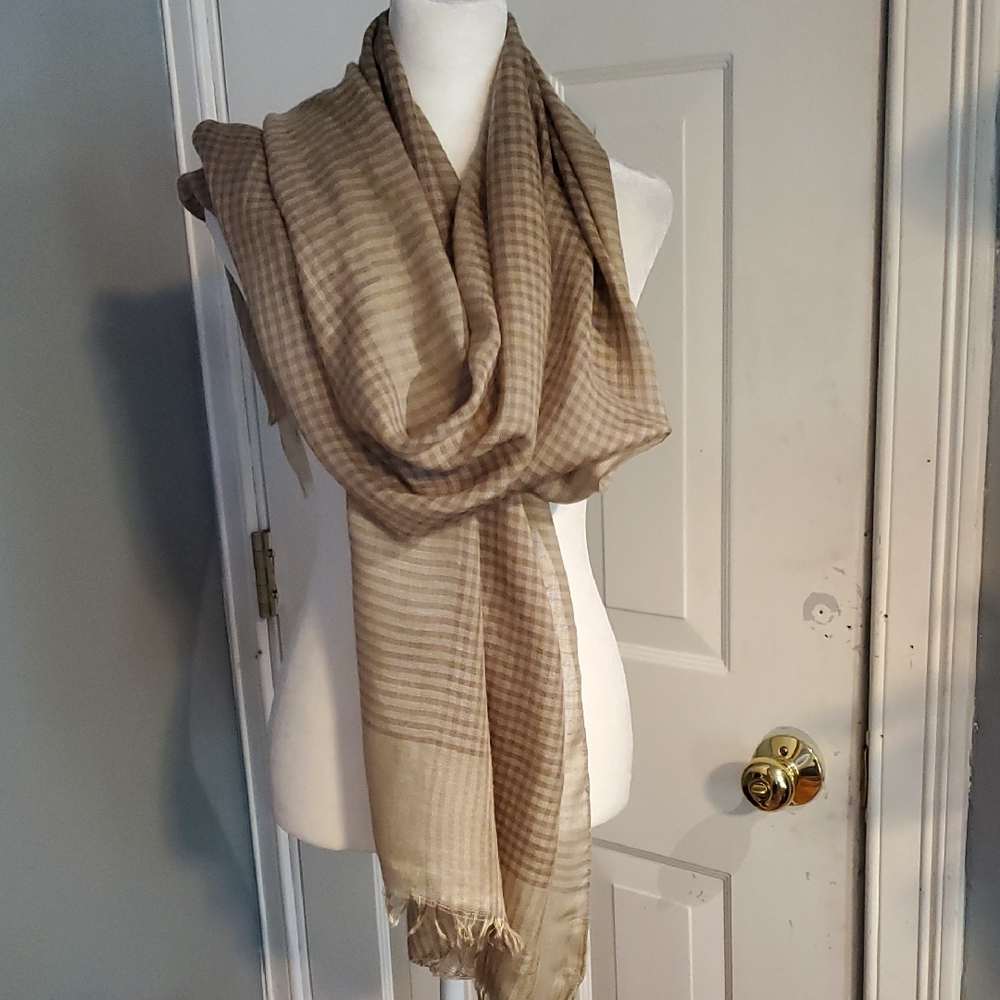 Coldwater Creek Beige Patterned Scarf